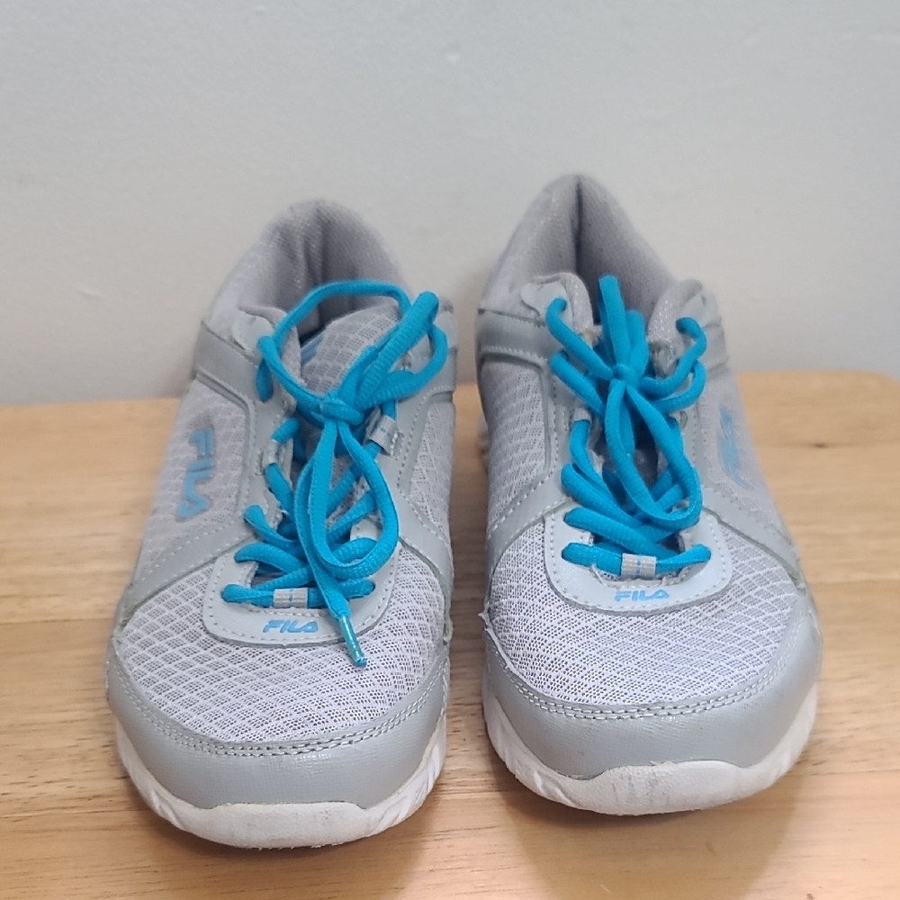 Fila Light Gray and Aqua Sneakers